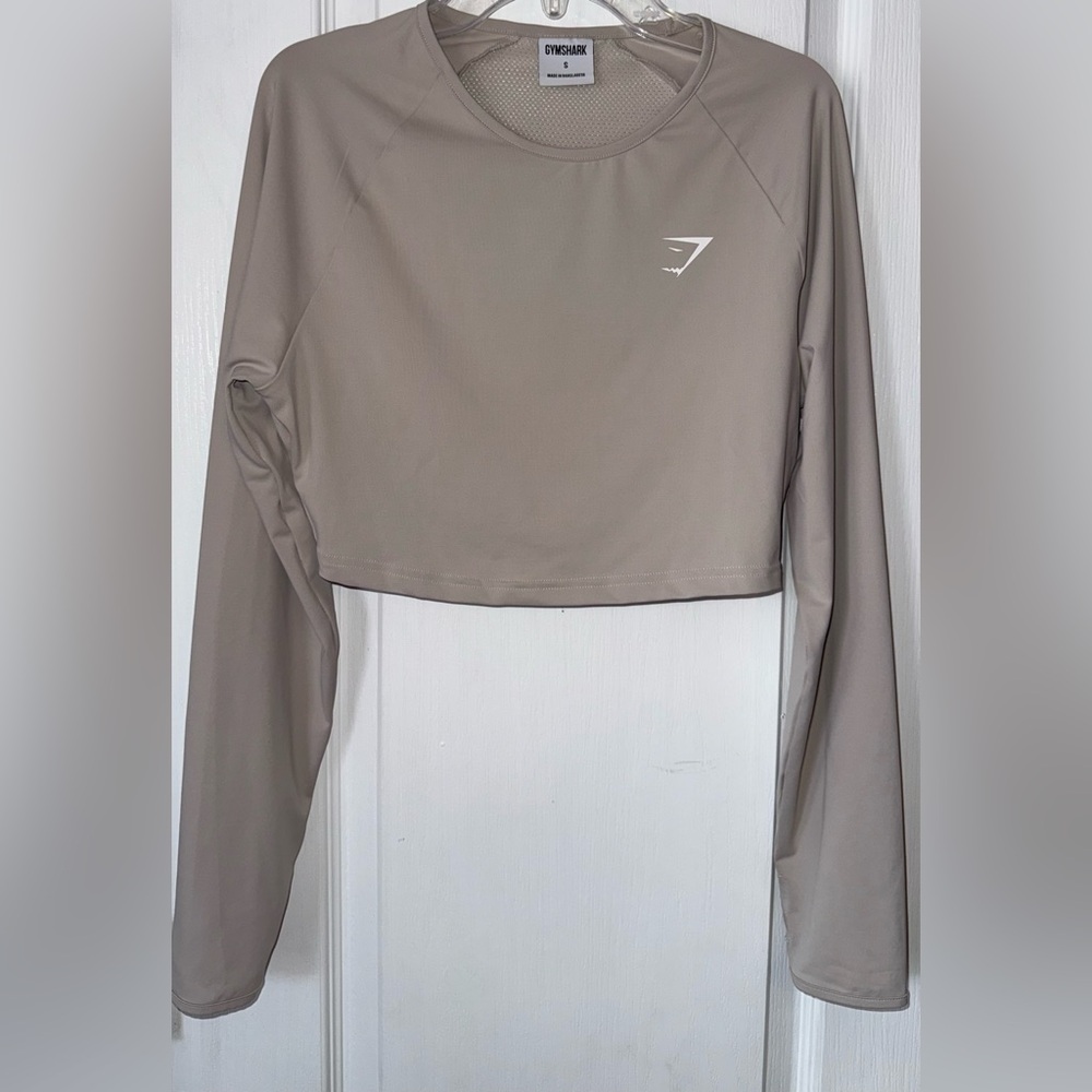 Gymshark Beige Long Sleeve Crop Top Size S